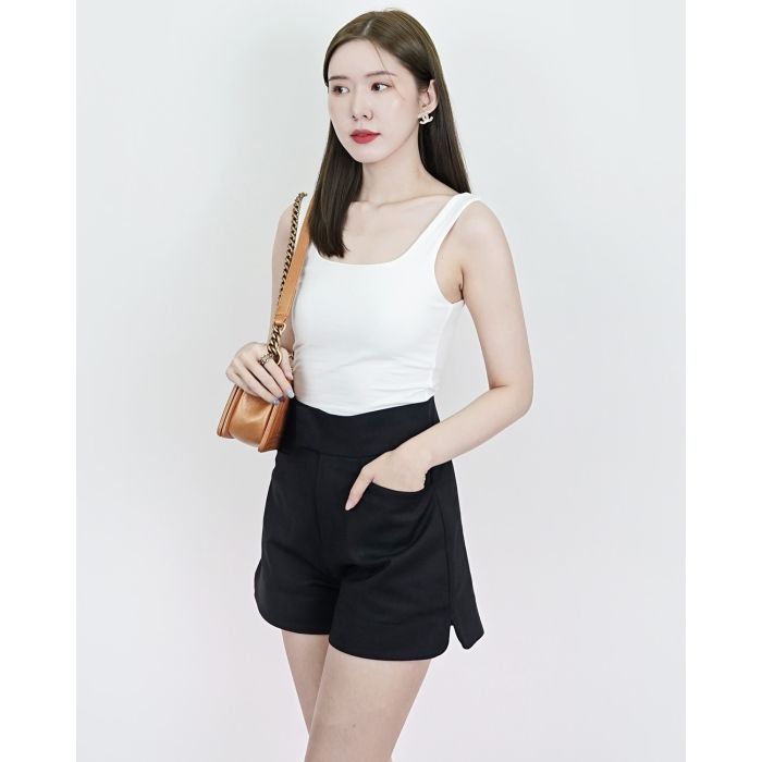 AVA HIGH WAIST SHORTS-BLACK-XL