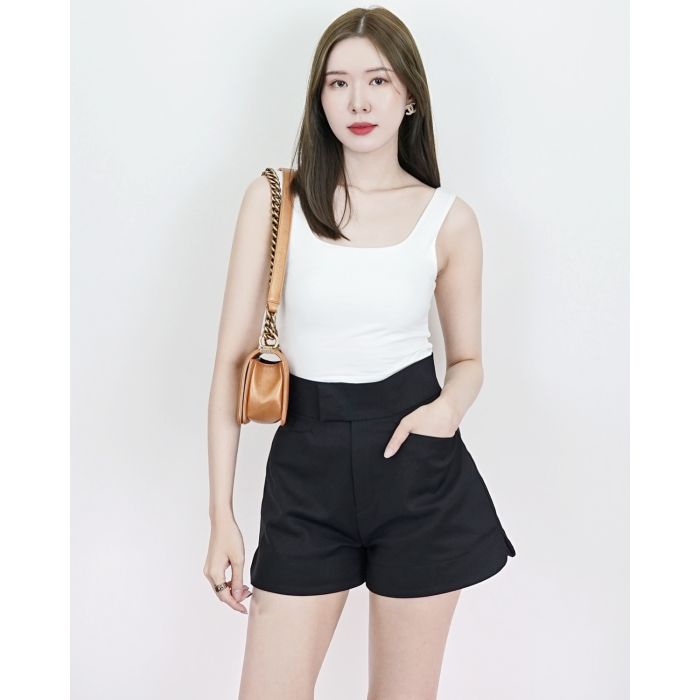 AVA HIGH WAIST SHORTS-BLACK-M