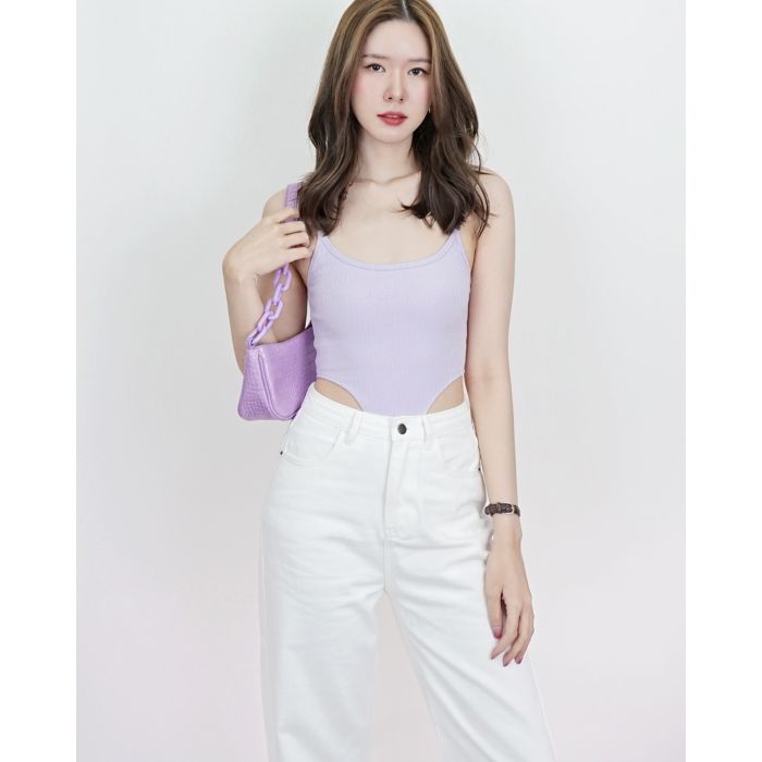 PARADISE CUT OUT WAIST SINGLET TOP-LAVENDER