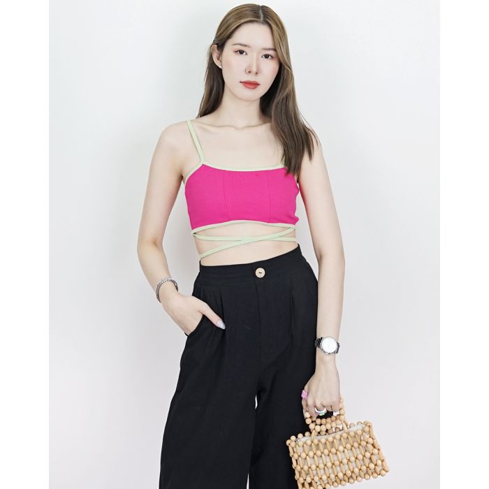 PIPO TIE WAIST SINGLET TOP-PINK