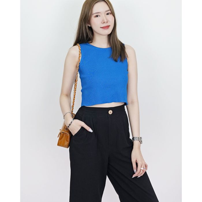 KYLA BASIC KNIT SLEEVELESS TOP-BLUE