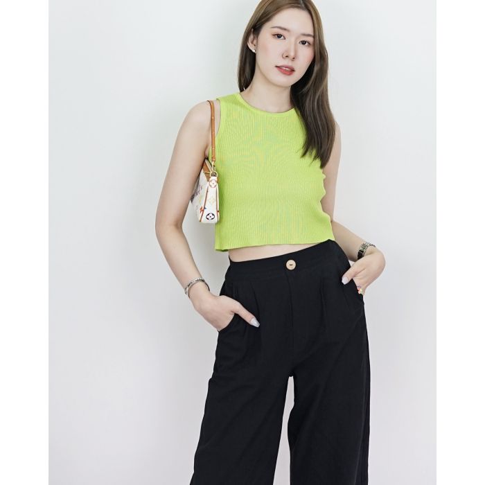 KYLA BASIC KNIT SLEEVELESS TOP-GREEN