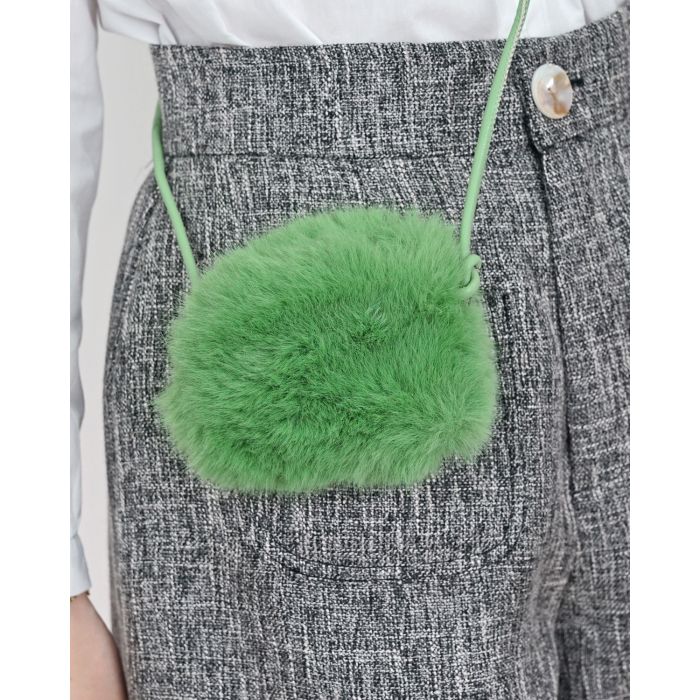 POM POM CROSS BODY BAG-GREEN