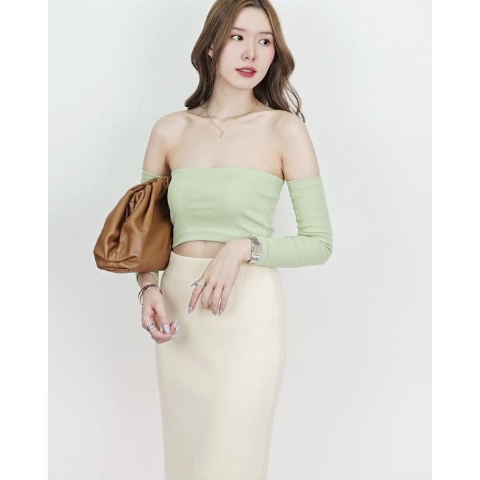 TEQUILA SEPARATE SLEEVE TUBE TOP-CUCUMBER