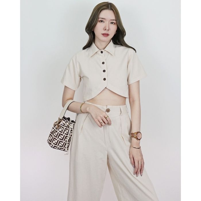 JINA LINEN CROPPED SHIRT-CAKE