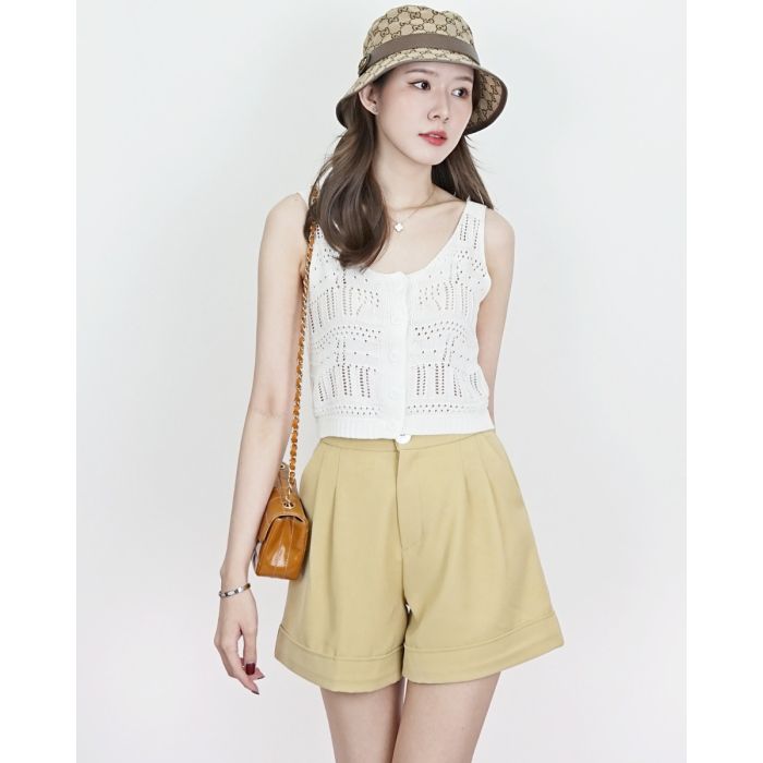 DESERT CROCHET KNIT TOP-WHITE