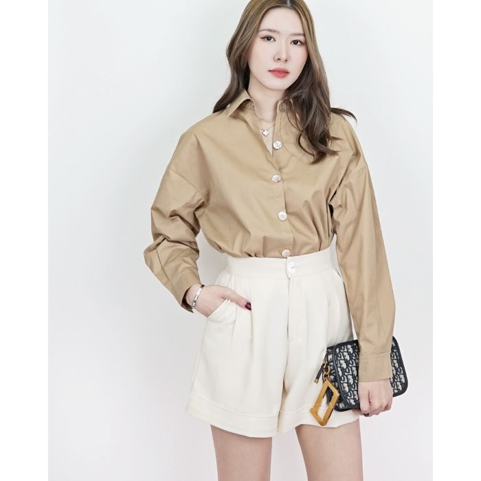 SMOOTH HIGH WAIST SHORTS-VANILLA-S