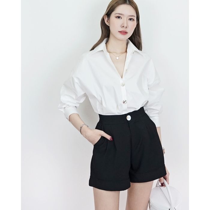 SMOOTH HIGH WAIST SHORTS-BLACK-L