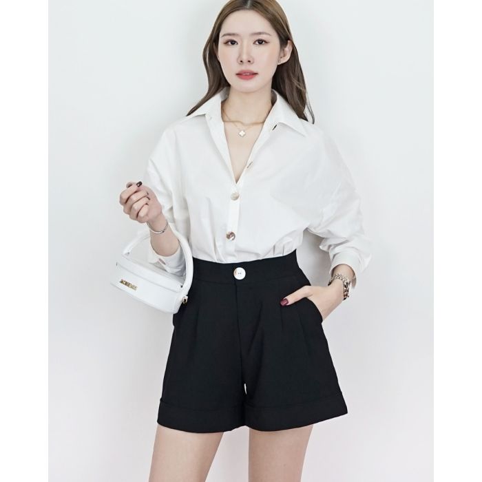 SMOOTH HIGH WAIST SHORTS-BLACK-M