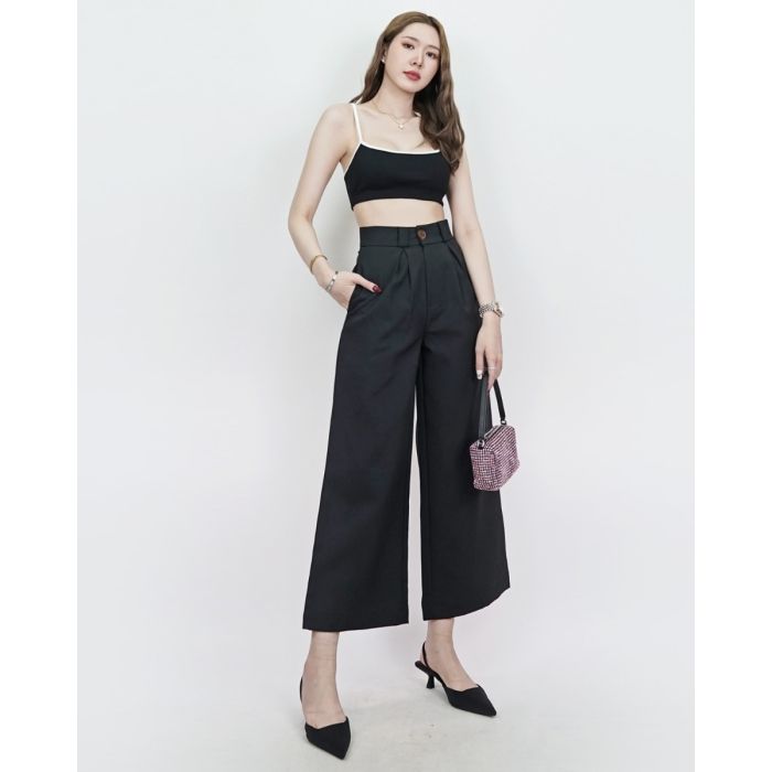 HARMONY BASIC CROPPED PANTS-BLACK-M