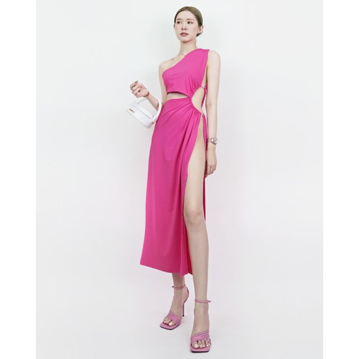 MIAMI SPLIT SIDE DRESS-FUCHSIA