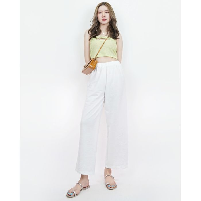 MOSAIC BASIC STRAIGHT PANTS-WHITE