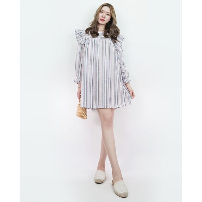 SPECIAL OFFER * PALERMO STRIPE OVERSIZED COTTON DRESS-BLUE