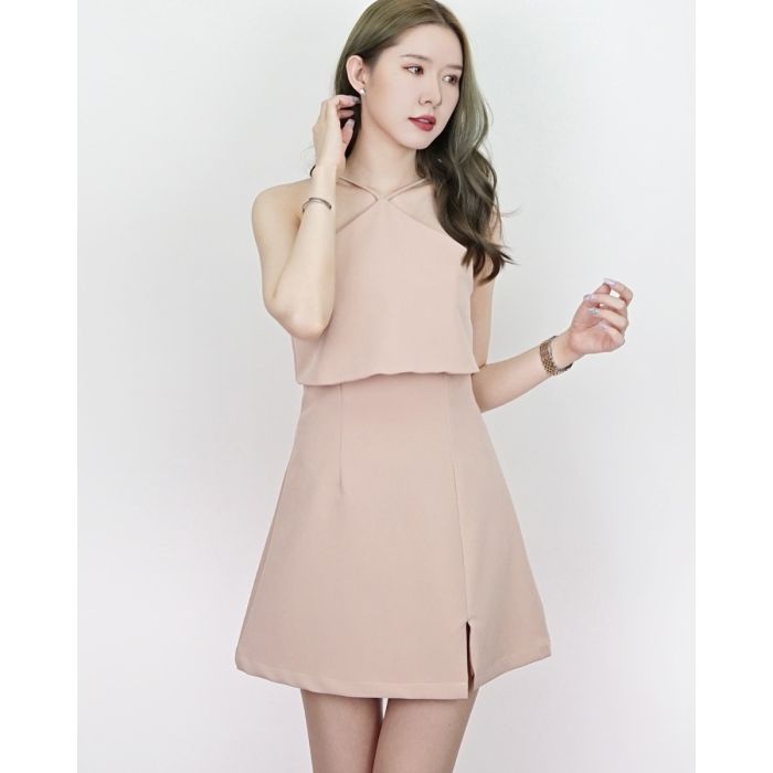 VENDOME V STRAPPY DRESS-NUDE-M