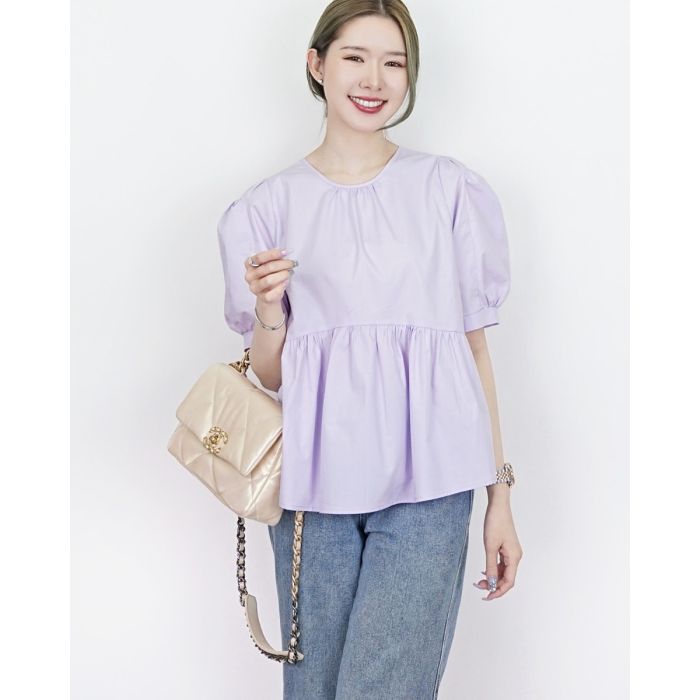 WISTA BUTTON BACK COTTON BLOUSE-LAVENDER