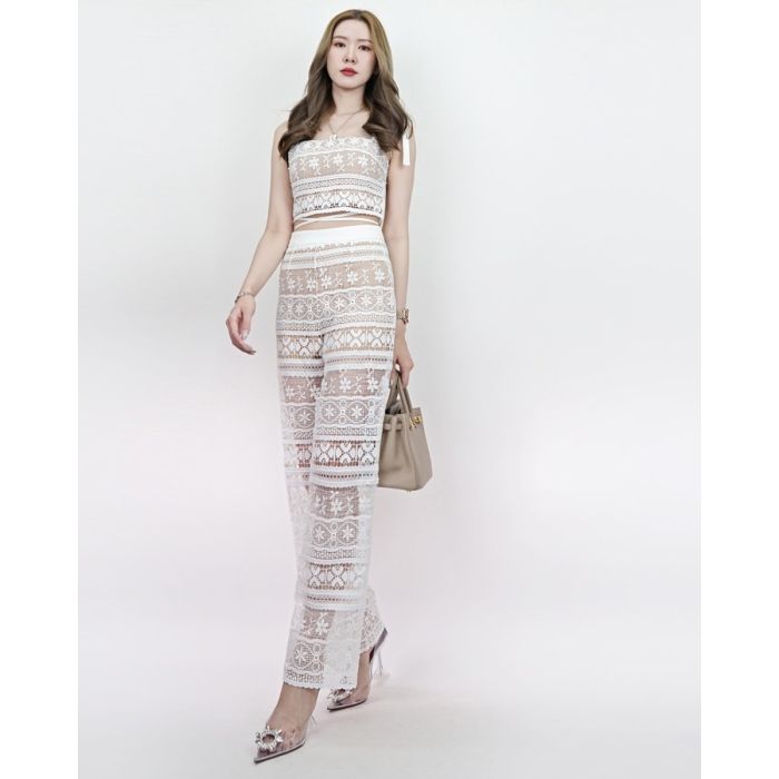 MERCADO LACE CROP TOP & PANTS SET-L