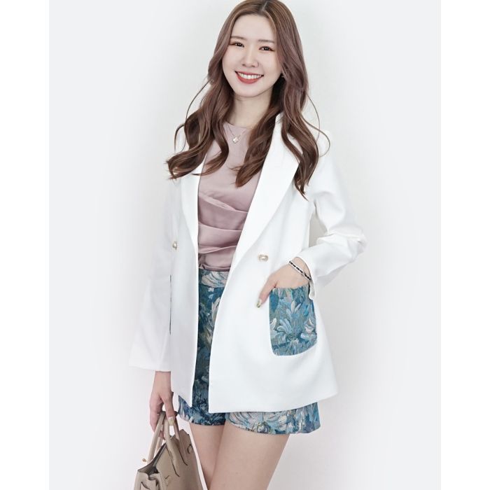 MURAL BROCADE BLAZER & SHORTS SUIT SET