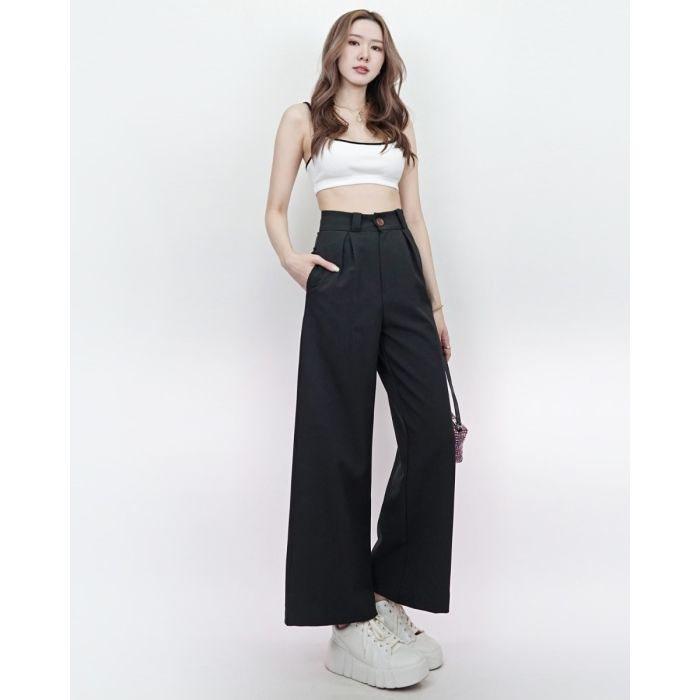 SYMPHONY BASIC STRAIGHT PANTS-BLACK-XS