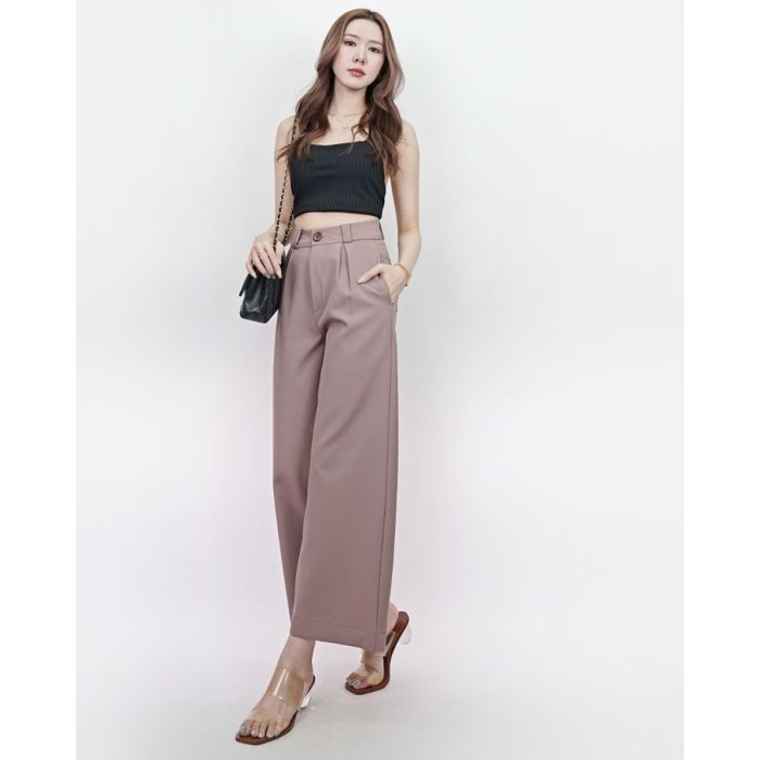 SYMPHONY BASIC STRAIGHT PANTS-TAUPE-XS