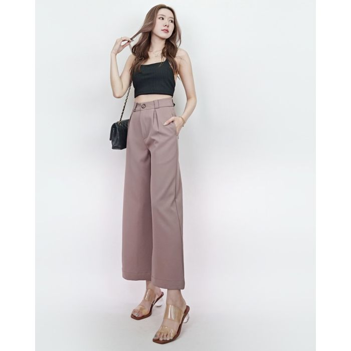 SYMPHONY BASIC STRAIGHT PANTS-TAUPE-M