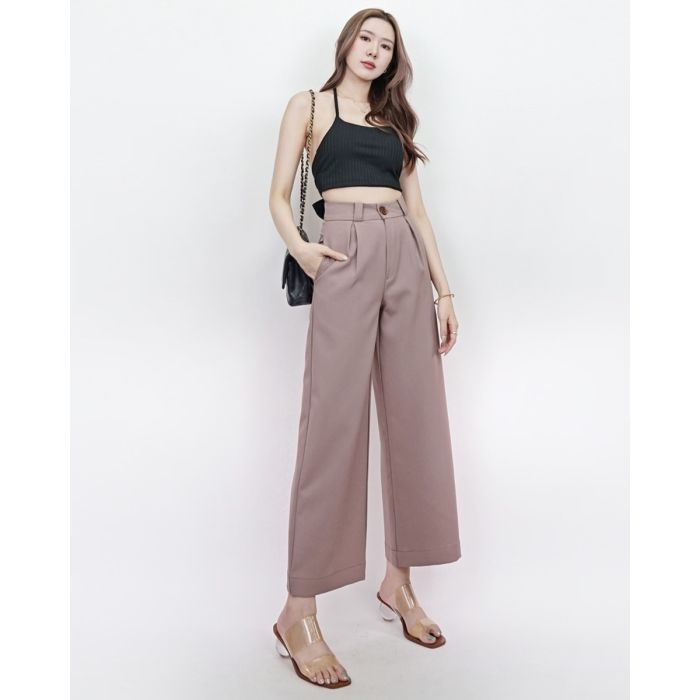 SYMPHONY BASIC STRAIGHT PANTS-TAUPE-S