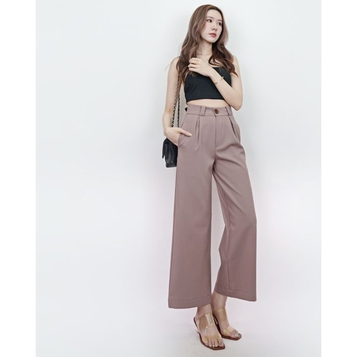 SYMPHONY BASIC STRAIGHT PANTS-TAUPE-L