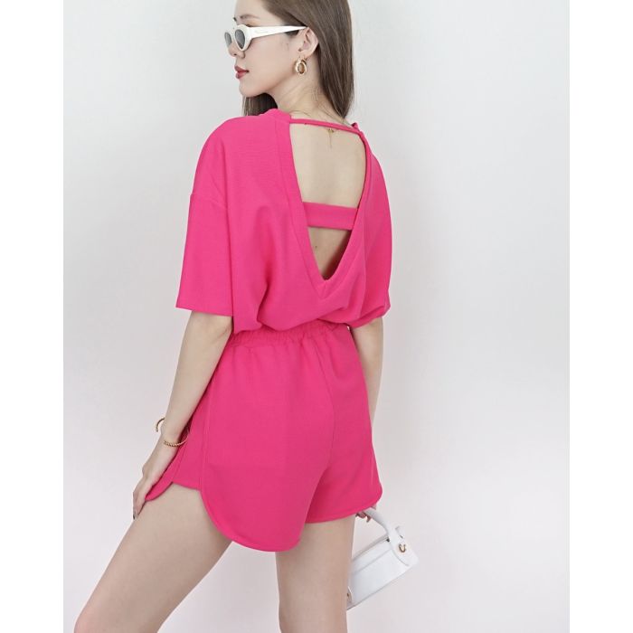 STRAPPY OPEN BACK TOP & SHORTS SET-PINK