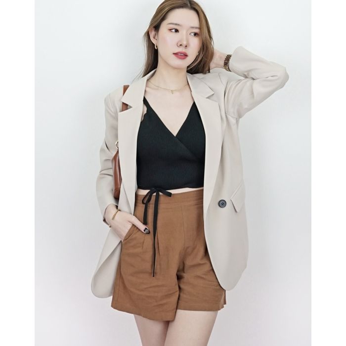 HALLIE PREMIUM CLASSIC BLAZER-BEIGE