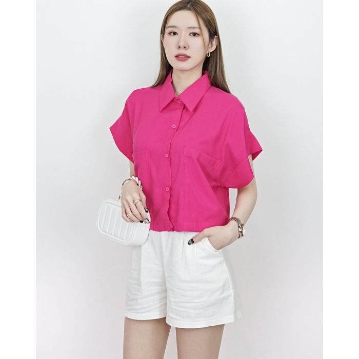 DAILY OVERSIZED POCKET SHIRT-PINK