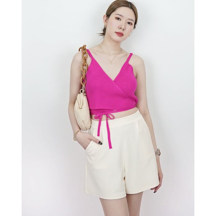 HEIDI WRAP TIE WAIST KNIT SINGLET-PINK