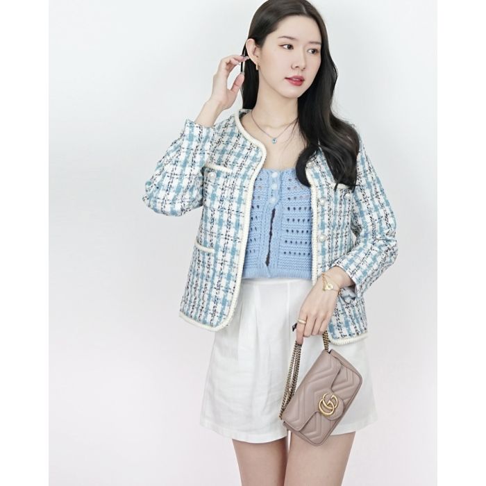 MICHELLE TWEED JACKET-BLUE