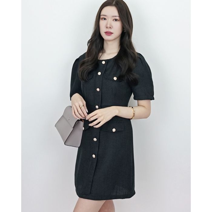 BIRCH CLASSIC TWEED DRESS-BLACK