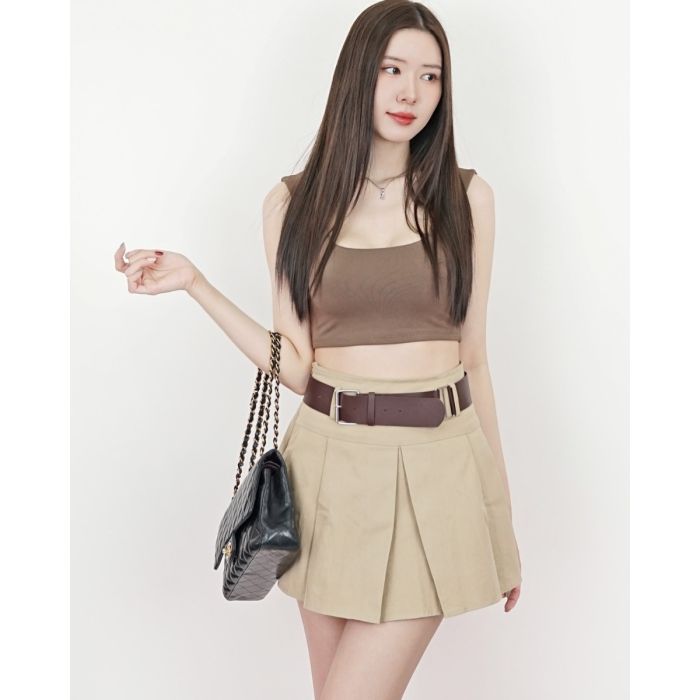 CURVE JERSEY CROP TOP-BROWN