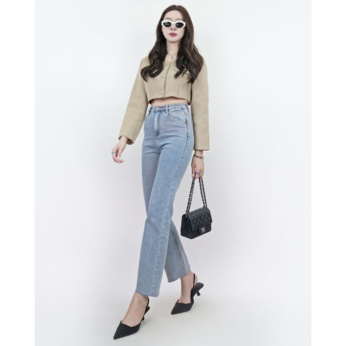 AVENUE BASIC DENIM PANTS-BLUE-M