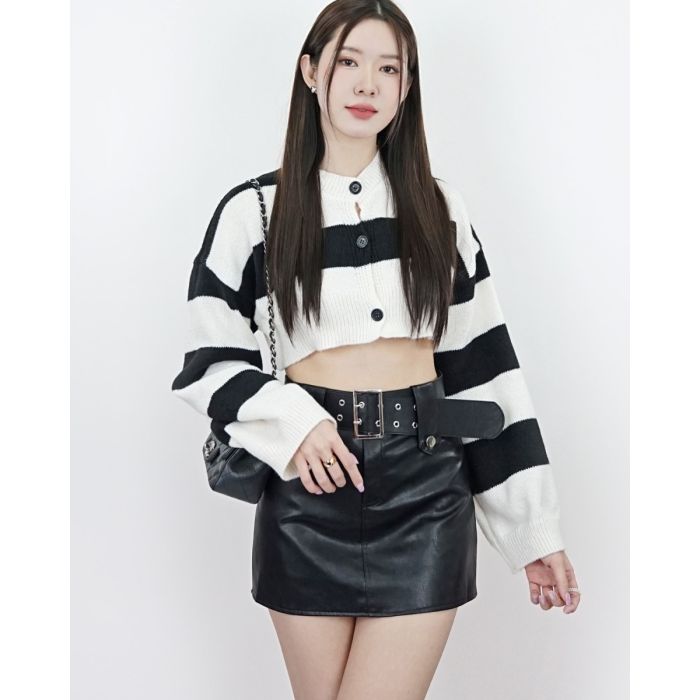 DESSERT STRIPE CROP TOP CARDIGAN-VANILLA