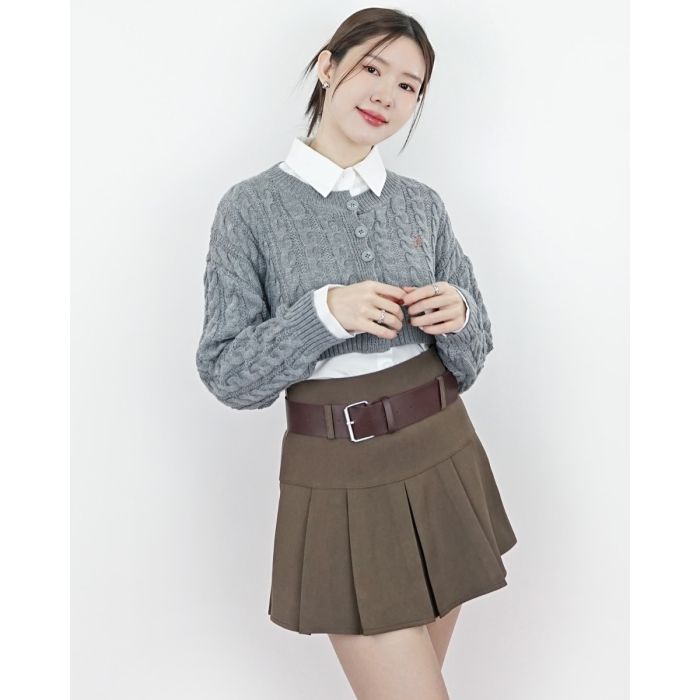 SHERLYN TENNIS SKIRT-COCOA-S