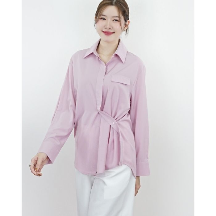 SUNRISE BELTED SHIRT-PINK