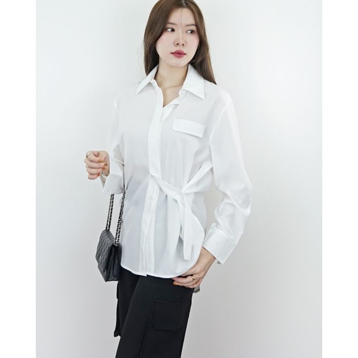 SUNRISE BELTED SHIRT-WHITE