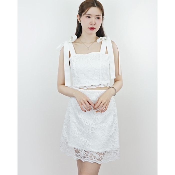 ECLAIR LACE BOW SINGET TOP-LACE WHITE-S