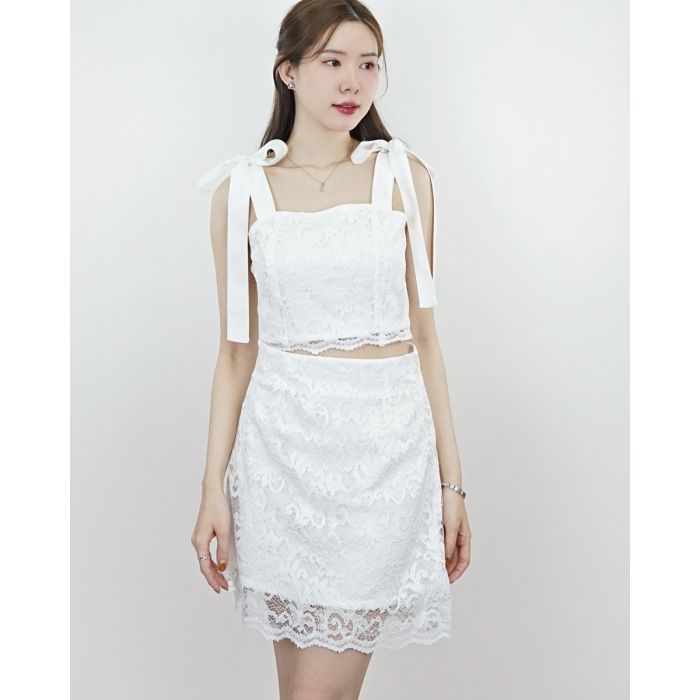 MOUSSE LACE SKIRT-LACE WHITE-S