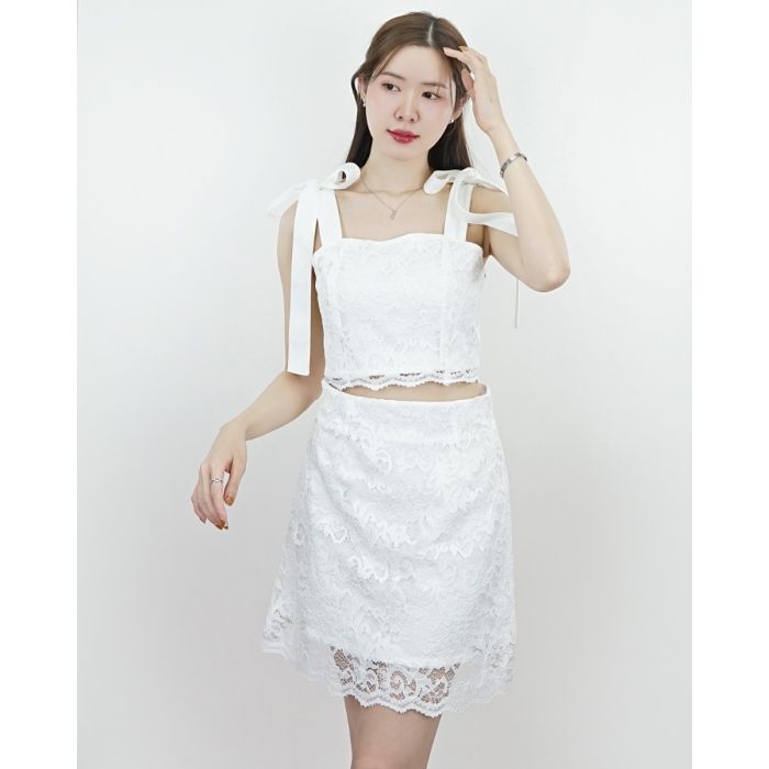 ECLAIR LACE BOW SINGET TOP-LACE WHITE-M