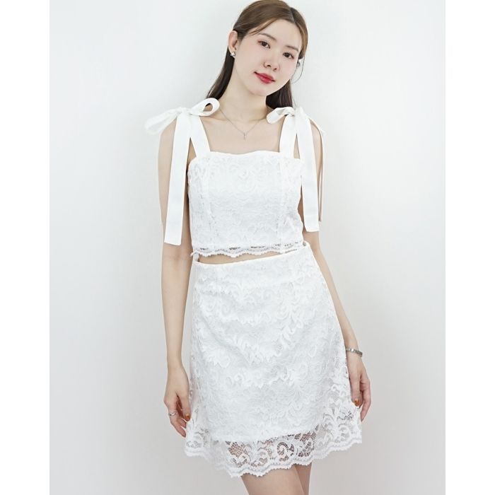 MOUSSE LACE SKIRT-LACE WHITE-XS