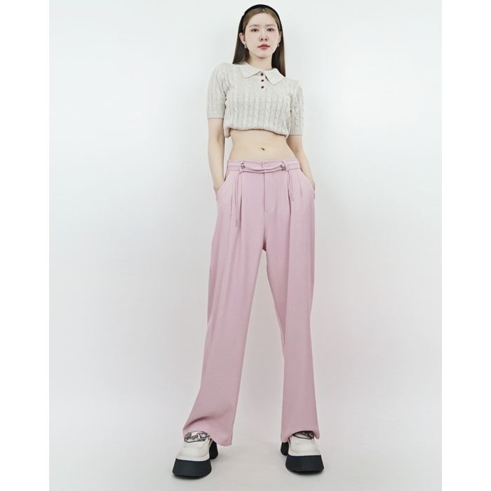 SUMMER ELASTICATED WAIST LOOSE PANTS-PINK