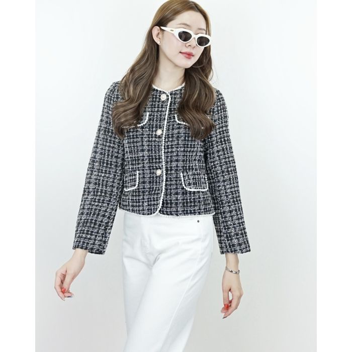 KAYLINE PEARL TWEED JACKET-BLACK