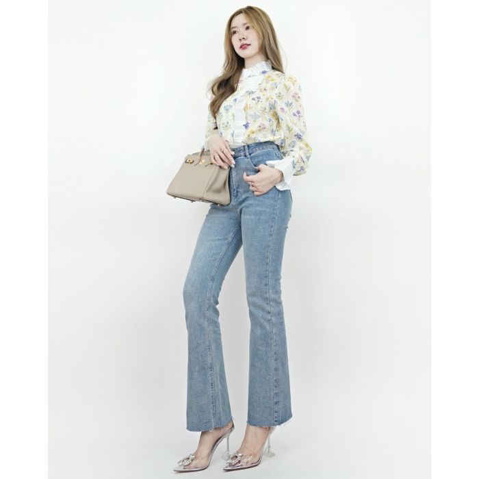 CHARIOT FLARE STRETCH DENIM PANTS-M