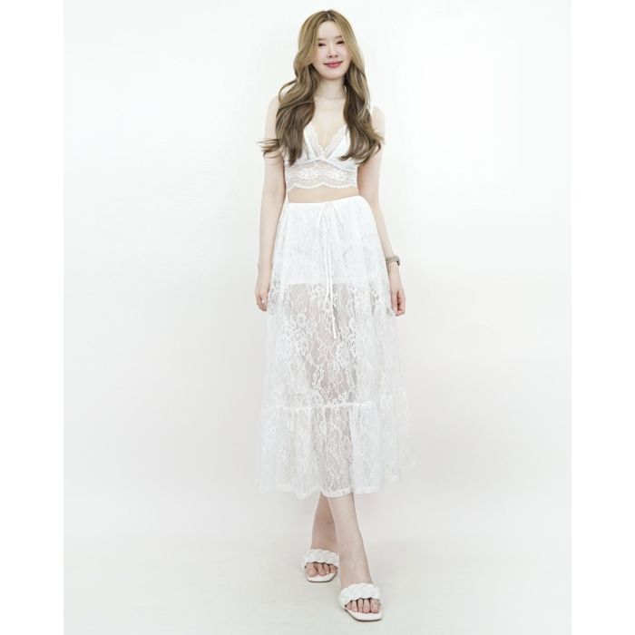 HAWAIIAN TIE WAIST SEE THROUGH LACE SKIRT