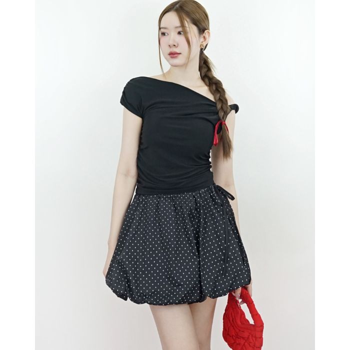 POLKADOT PUMPKIN BALLOON SKIRT-BLACK