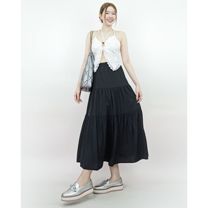 POOLSIDE BREEZE MAXI SKIRT-BLACK