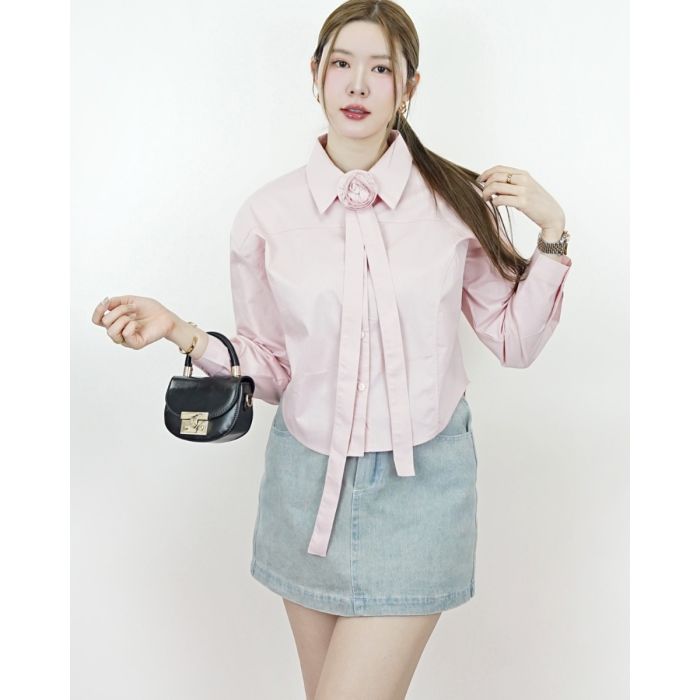 ROSIER COLLAR COTTON SHIRT-PINK