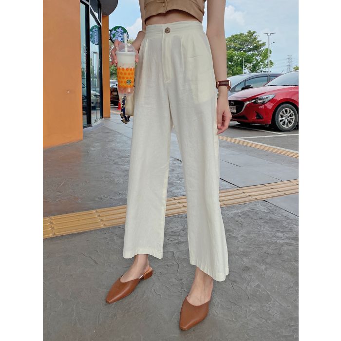 REMI STRAIGHT LINEN PANTS-VANILLA-S